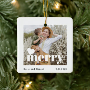 Moderne fröhliche Feiertags-Familien-Doppelseiten- Keramikornament