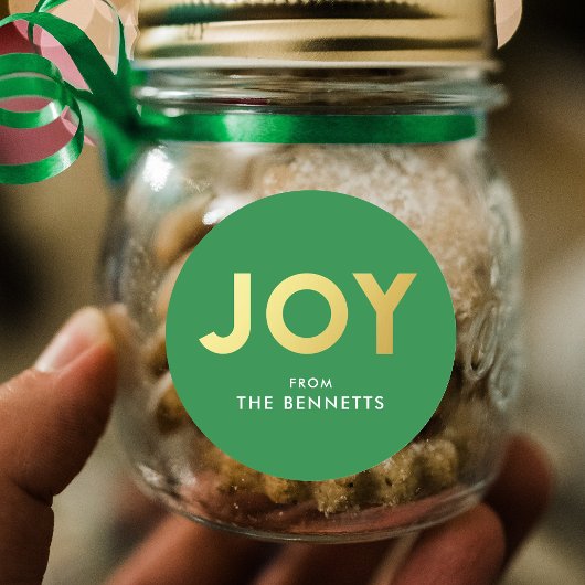 Moderne fröhliche Imitate Foil Personalisierte Wei Runder Aufkleber