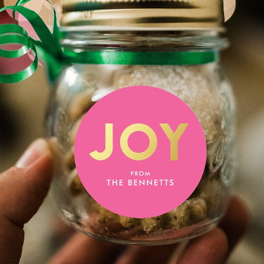 Moderne fröhliche Imitate Foil Personalisierte Wei Runder Aufkleber