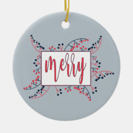 Moderne, fröhliche Nachricht Rot-blaue Beeren Weih Keramik Ornament