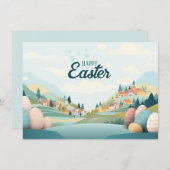 Moderne, fröhliche Osterpastellfarben Feiertagskarte (Vorne/Hinten)