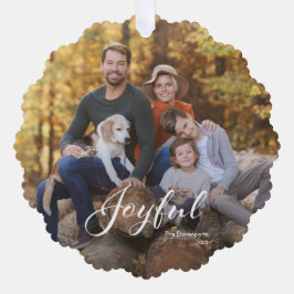 Moderne fröhliche Schrift Familienfoto Ornament Karte