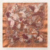 Moderne, fröhliche Stickerei mit Orangenschmetterl Glasuntersetzer (Vorderseite)