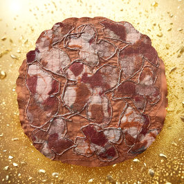 Moderne, fröhliche Stickerei mit Orangenschmetterl Rundes Kissen