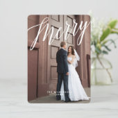 Moderne fröhliche u. verheiratete feiertagskarte (Stehend Vorderseite)