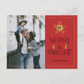 Moderne fröhliche und helle, einfache rote Weihnac Postkarte (Vorderseite)