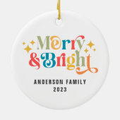 Moderne, fröhliche und helle Retro-farbenfrohe Fam Keramik Ornament (Hinten)