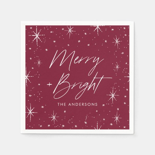 Moderne, fröhliche und helle Script Burgundy Holid Serviette (Vorderseite)