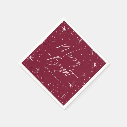 Moderne, fröhliche und helle Script Burgundy Holid Serviette (Ecke)