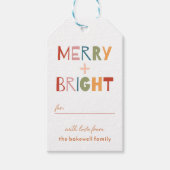 Moderne, fröhliche und helle Weihnachten Geschenkanhänger (Vorderseite)