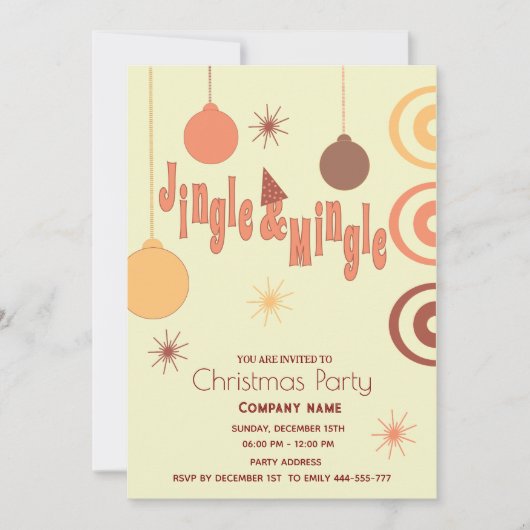 Moderne, fröhliche Unterhaltung mit Jingle und Min Einladung (Vorderseite)