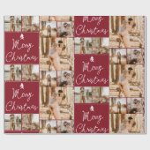 Moderne fröhliche Weihnachten 5 Fotos Collage Grid Geschenkpapier (Flach)