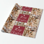 Moderne fröhliche Weihnachten 5 Fotos Collage Grid Geschenkpapier (Ungerollt)