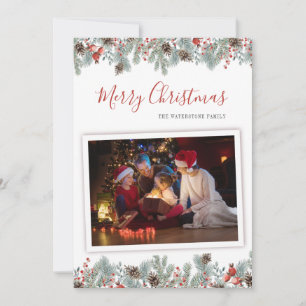 Moderne Fröhliche Weihnachten Familienfoto Rustika