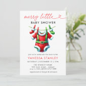 Moderne, fröhliche Weihnachtsdusche Einladung (Stehend Vorderseite)