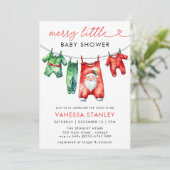 Moderne, fröhliche Weihnachtsdusche Einladung (Stehend Vorderseite)