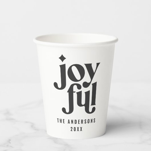 moderne fröhliche Weihnachtsfeier Pappbecher (Rückseite)