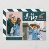 Moderne, fröhliche Zwei-Foto Weihnachten Aquamarin (Vorne/Hinten)