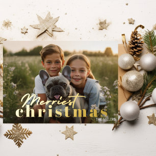 Moderne Fröhlichste Weihnachten Minimal 1 Foto Ele Folien Feiertagspostkarte