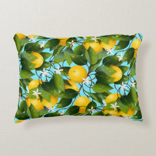 Moderne Fruchtdrucke Gelb und Grün Dekokissen