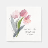 Moderne Frühjahrsrosa Tulips Hochzeit Serviette (Vorderseite)