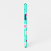 Moderne Frühlingsaqua Gefälle lila Flora Muster iPhone Hülle (Rechte Seite)