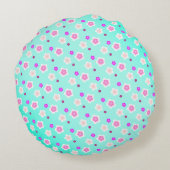 Moderne Frühlingsaqua Gefälle lila Flora Muster Rundes Kissen (Rückseite)