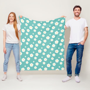 Moderne Frühlingsaqua gelbe Flora Muster Fleecedecke