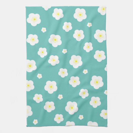 Moderne Frühlingsaqua gelbe Flora Muster Geschirrtuch (Vertikal)