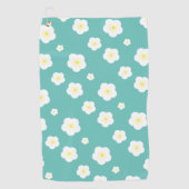 Moderne Frühlingsaqua gelbe Flora Muster Golfhandtuch (Vorderseite)