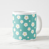 Moderne Frühlingsaqua gelbe Flora Muster Jumbo-Tasse (Vorderseite Rechts)