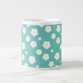 Moderne Frühlingsaqua gelbe Flora Muster Jumbo-Tasse (Vorderseite)