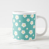 Moderne Frühlingsaqua gelbe Flora Muster Jumbo-Tasse (Rechts)