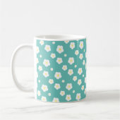 Moderne Frühlingsaqua gelbe Flora Muster Kaffeetasse (Links)