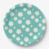 Moderne Frühlingsaqua gelbe Flora Muster Pappteller (Vorderseite)