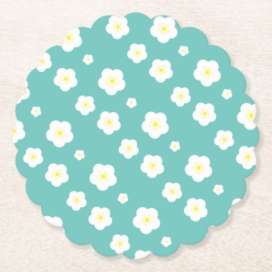 Moderne Frühlingsaqua gelbe Flora Muster Untersetzer (Vorderseite)