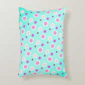 Moderne Frühlingsaqua lila Blumenmuster Dekokissen (Vorderseite(Vertikal))