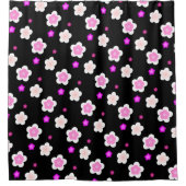 Moderne Frühlingsaqua lila Blumenmuster Duschvorhang (Vorderseite)