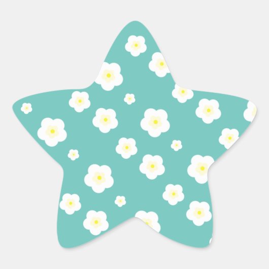 Moderne Frühlingsaqua lila Blumenmuster Stern-Aufkleber (Vorderseite)