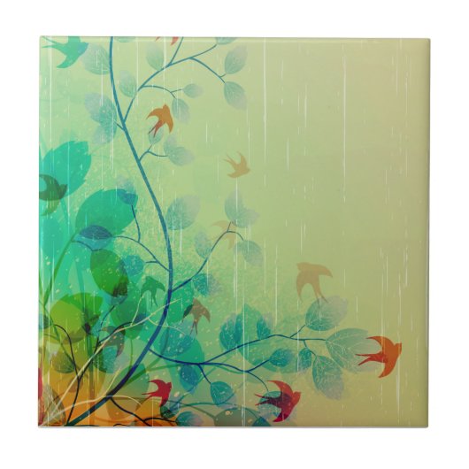 Moderne Frühlingsblumen Abstrakte Kunst Fliese (Vorderseite)