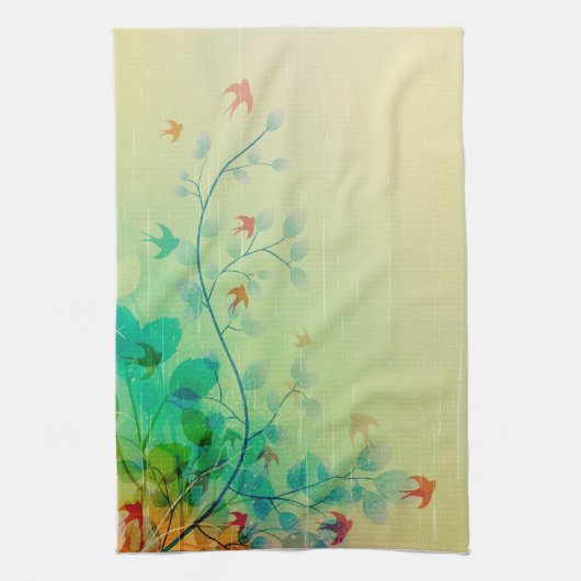 Moderne Frühlingsblumen Abstrakte Kunst Küchentuch (Vertikal)