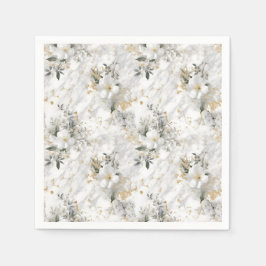 Moderne Frühlingsblumen auf maritimem Brautparty Serviette