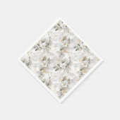 Moderne Frühlingsblumen auf maritimem Brautparty Serviette (Ecke)