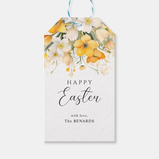 Moderne Frühlingsblumen Gelb Fröhliche Ostern Geschenkanhänger (Vorderseite)