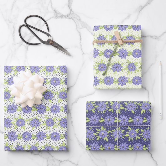 Moderne Frühlingsblumen Lilac Purple Blumen Geschenkpapier Set (Vorderseite)