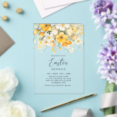 Moderne Frühlingsblumen-Osterdinner in Gelb Acryleinladungen (In Situ (Hochzeit))