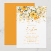 Moderne Frühlingsblumen-Osterdinner in Gelb Einladung (Vorne/Hinten)