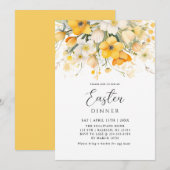 Moderne Frühlingsblumen-Osterdinner in Gelb Einladung (Vorne/Hinten)