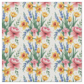 Moderne Frühlingsblumen Stoff (Nahaufnahme)