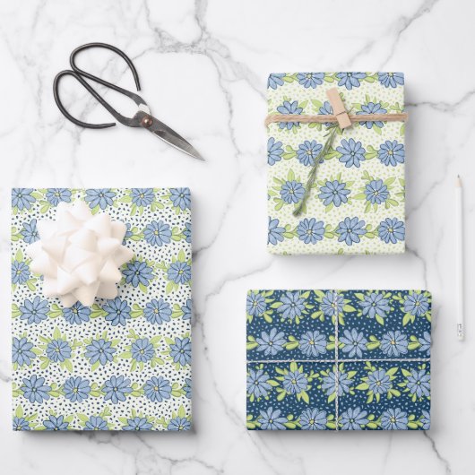 Moderne Frühlingsblüten Blumen Geschenkpapier Set (Vorderseite)